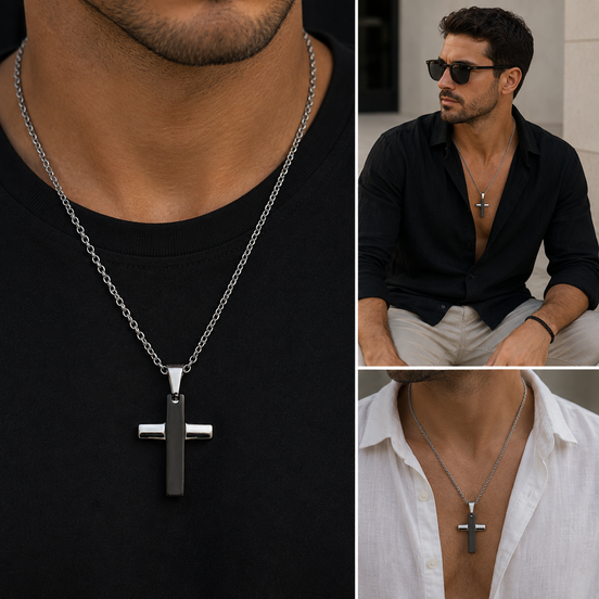 Two Tone Cross Necklace