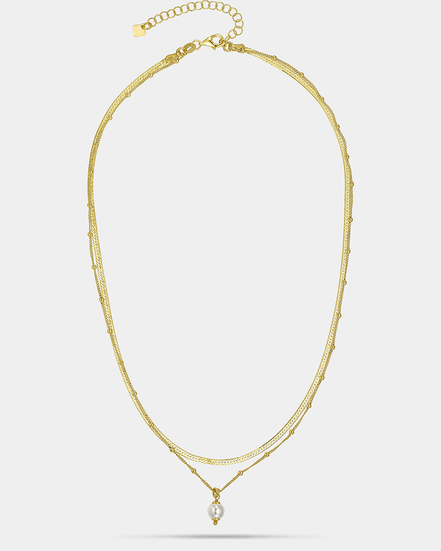 VOGUE | 925 Sterling Silver Double-Chain Necklace with Pearl