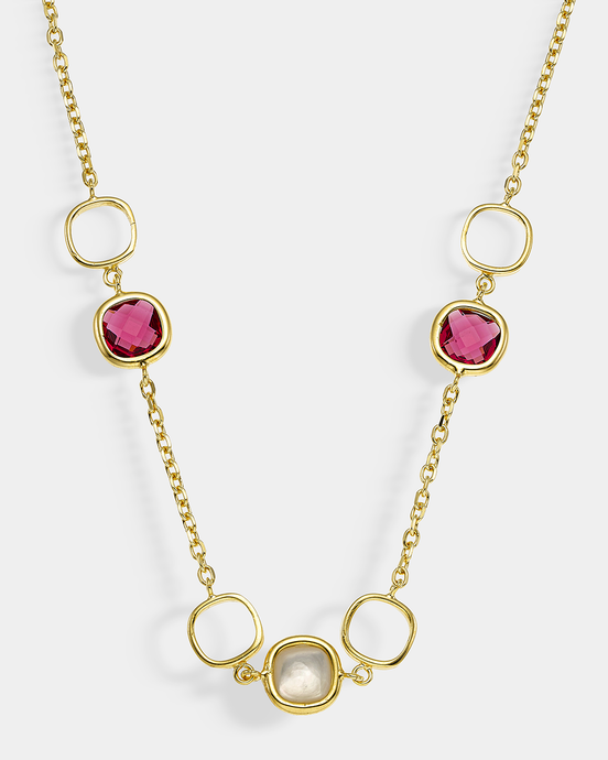 VOGUE | Gold Chain with Multicolored Stones in Modern Geometric Design