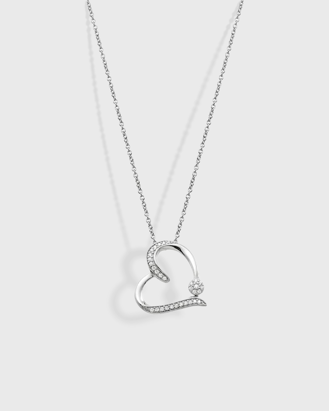 VOGUE | 925 Sterling Silver Necklace with White-Gold Plated Open Heart