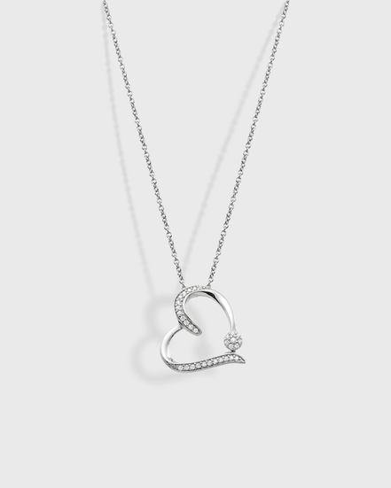 VOGUE | 925 Sterling Silver Necklace with White-Gold Plated Open Heart