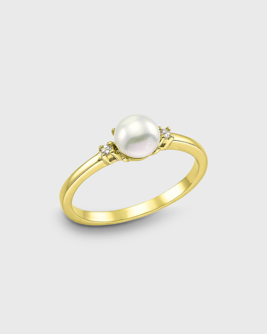 VOGUE | Gold-Plated 925 Sterling Silver Ring with Pearl & Zircon Stones