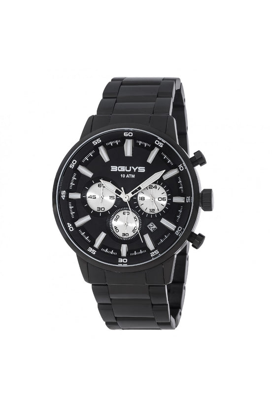 3GUYS Black Steel Chronograph with Two-Layer Dial