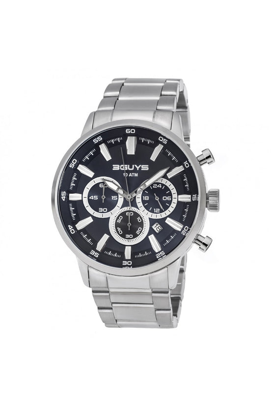 3GUYS Steel Chronograph with Black Two-Layer Dial