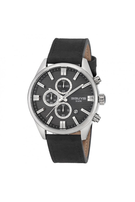 3GUYS Silver Chronograph with Black Two-Layer Dial