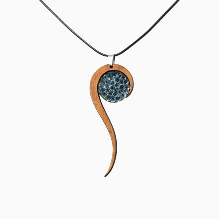 Handgefertigter Spiral-Anhänger – Olivenholz & Diamant-Einlage