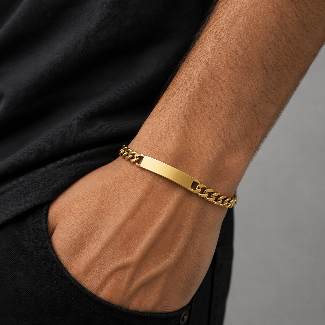 Men's Gold Stainless Steel ID Bracelet