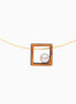 Handmade Olive Wood Pendant with Pearl – Geometric Square Design