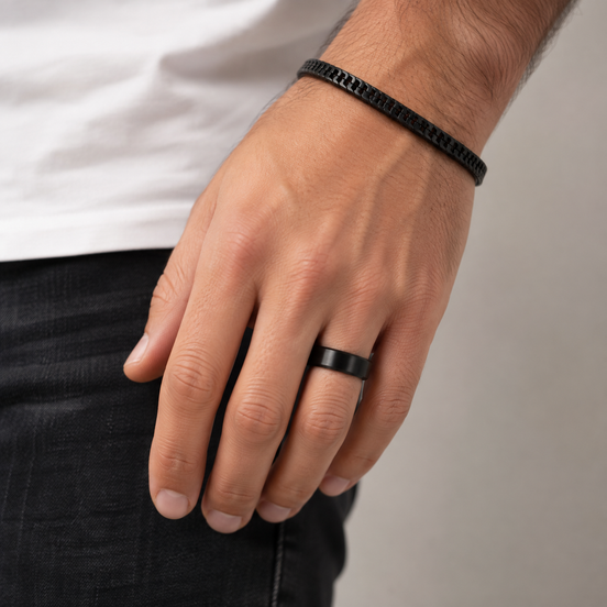 Matte Black Band Ring