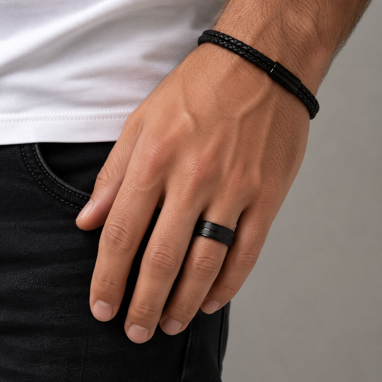 Matte Black Band Ring