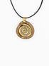 Handmade Cretan Olive Wood Pendant – Spiral Metal Inlay