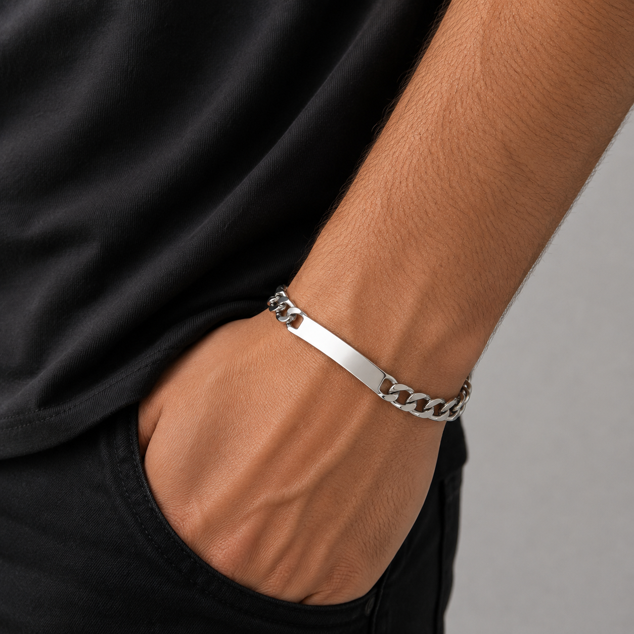 Men's Stainless Steel ID Chain Bracelet