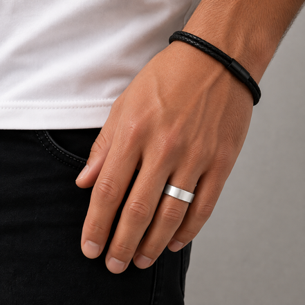 Brushed Silver Band Ring