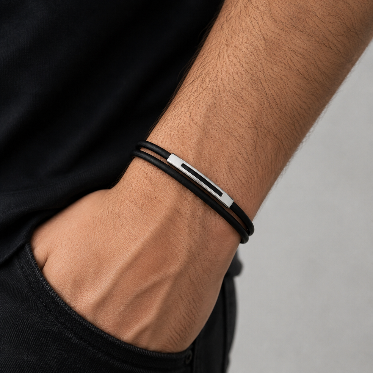 Black Double-Strand Men's Bracelet