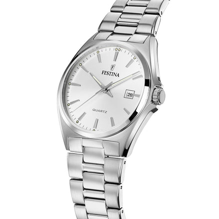FESTINA | Ανδρικό ρολόι Quartz με ασημί καντράν και μπρασελέ από ανοξείδωτο ατσάλι