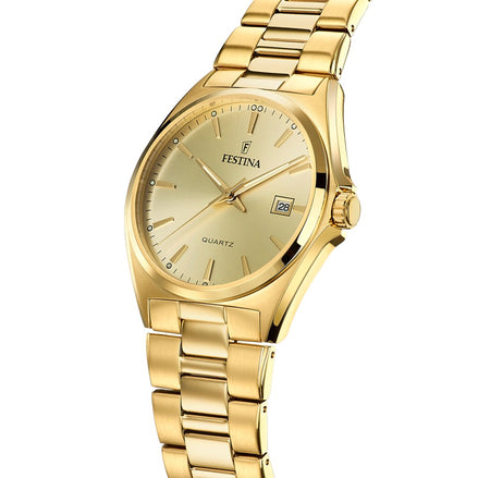 FESTINA | Ανδρικό ρολόι Quartz με χρυσό μπρασελέ και χρυσό καντράν