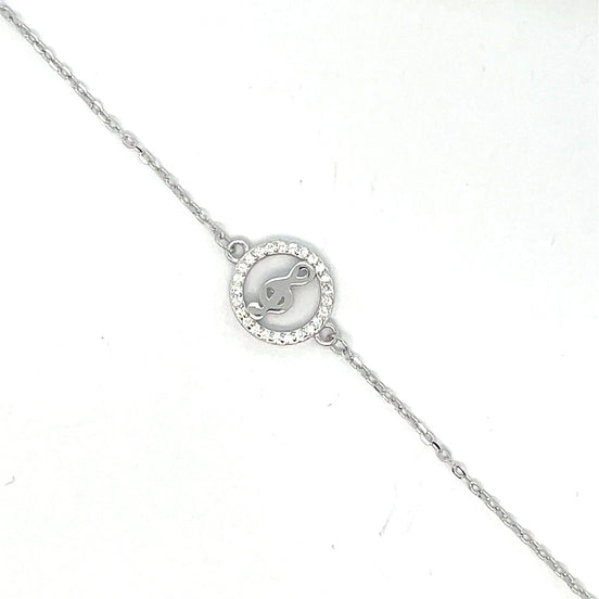 Treble Clef Halo Bracelet (Silver Tone)