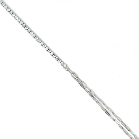 Mixed Chain Tennis Bracelet (Silver Tone)