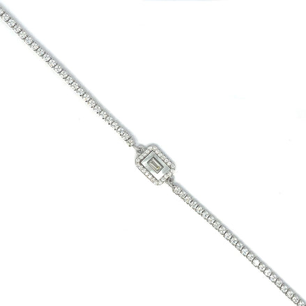 Baguette-Center-Tennisarmband (Silberfarben)