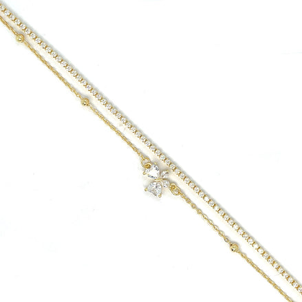Geschichtetes Tennis- & Schleifenarmband (Goldfarben)