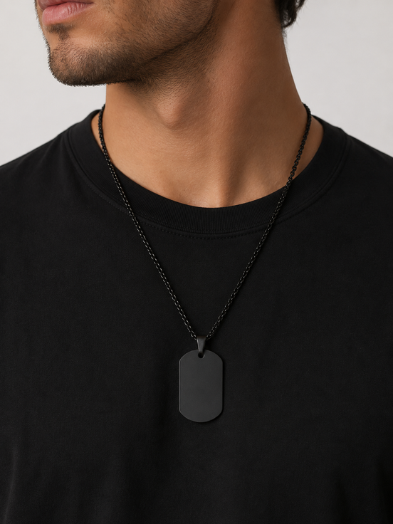 Men’s Black Dog Tag Necklace