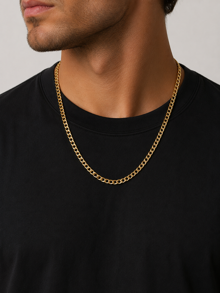 Men’s Gold Curb Chain Necklace