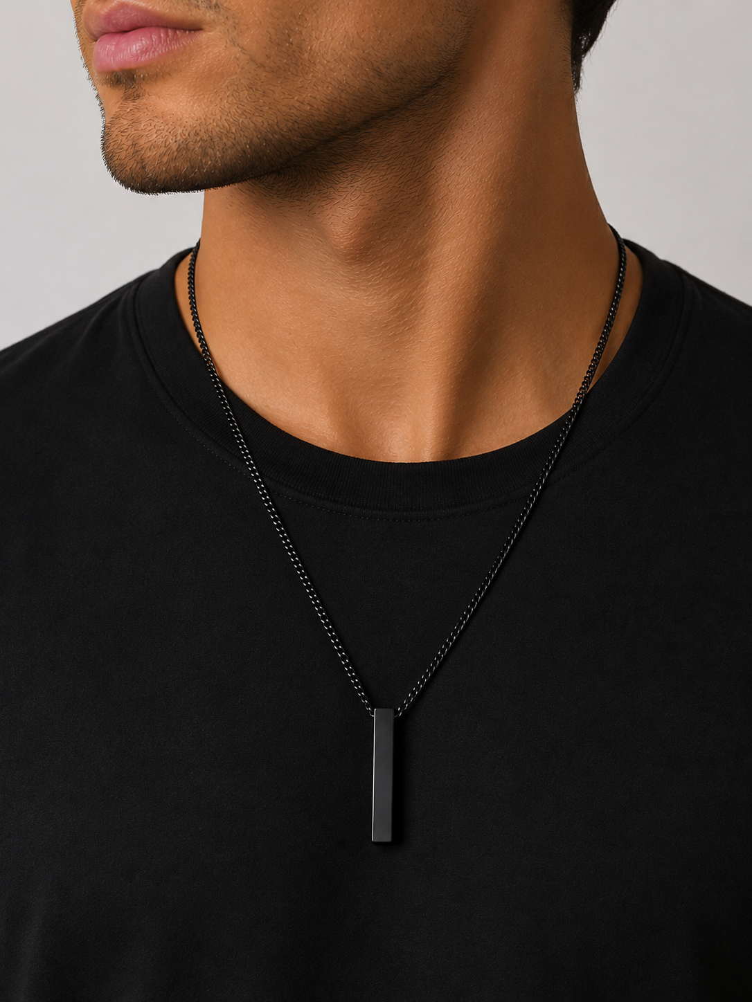 Men’s Black Vertical Bar Necklace