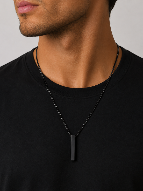 Men’s Black Vertical Bar Necklace