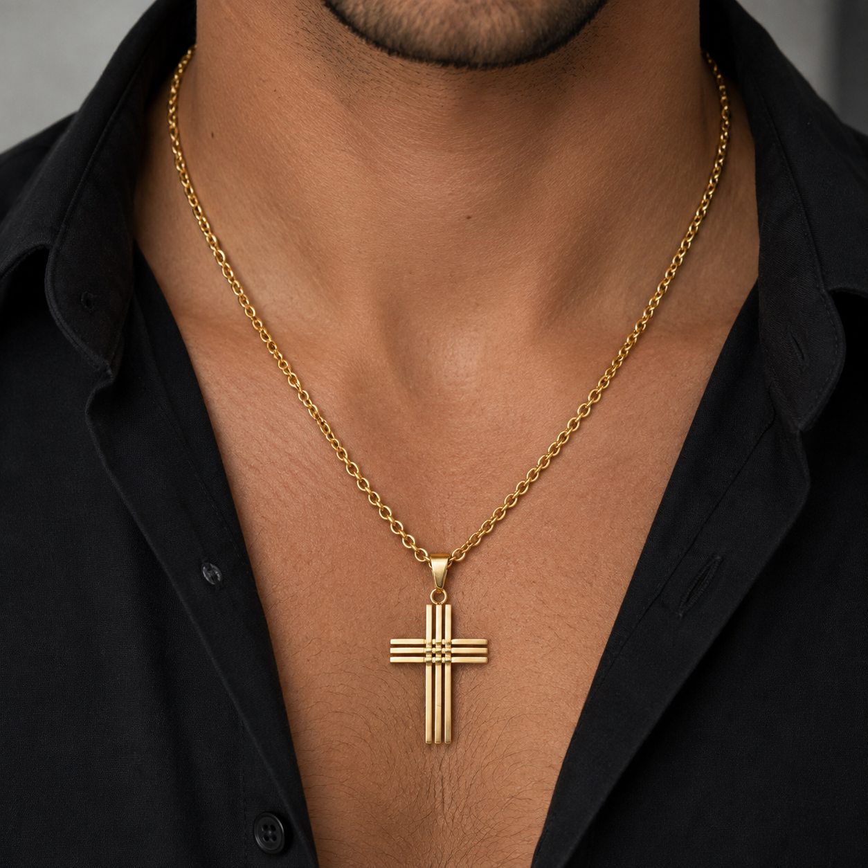 Gold Geometric Cross Necklace