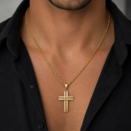 Gold Geometric Cross Necklace