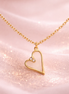 Golden Outline Heart Necklace With Crystal Detail Gold Tone Stainless Steel