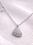 Pavé Crystal Heart Necklace Silver Tone Stainless Steel