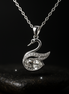 925 Sterling Silver Swan Necklace with Sparkling Crystal