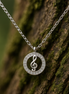 925 Sterling Silver Treble Clef Necklace with Zircon Accents