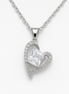 Stainless Steel Heart Necklace with Square-Cut Zircon