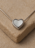 Stainless Steel Heart Necklace with White Mother of Pearl