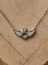 Stainless Steel Angel Wings Necklace with Zircon Stones