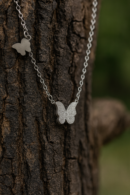 Stainless Steel Stardust Butterfly Necklace