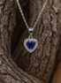 925 Sterling Silver Blue Heart Necklace with Zircon Stones