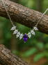 925 Sterling Silver Necklace with Purple Zircon & Crystal Accents