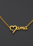 Gold Stainless Steel “Mama” Necklace with Evil Eye Charm