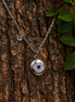Stainless Steel Round Evil Eye Necklace with Zircon Stones