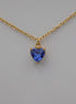 Sapphire Blue Heart Pendant Necklace Gold Tone Stainless Steel
