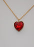 Grand Crimson Heart Pendant Necklace Gold Tone Stainless Steel
