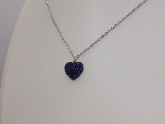 Sparkling Blue Heart Pendant Necklace