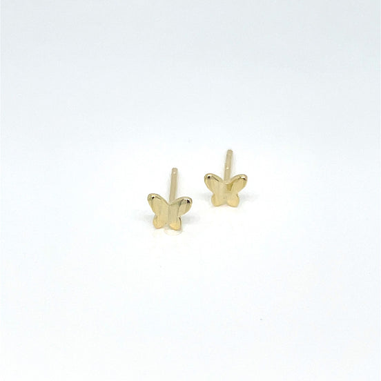 Sterling Silver Butterfly Stud Earrings - Gold