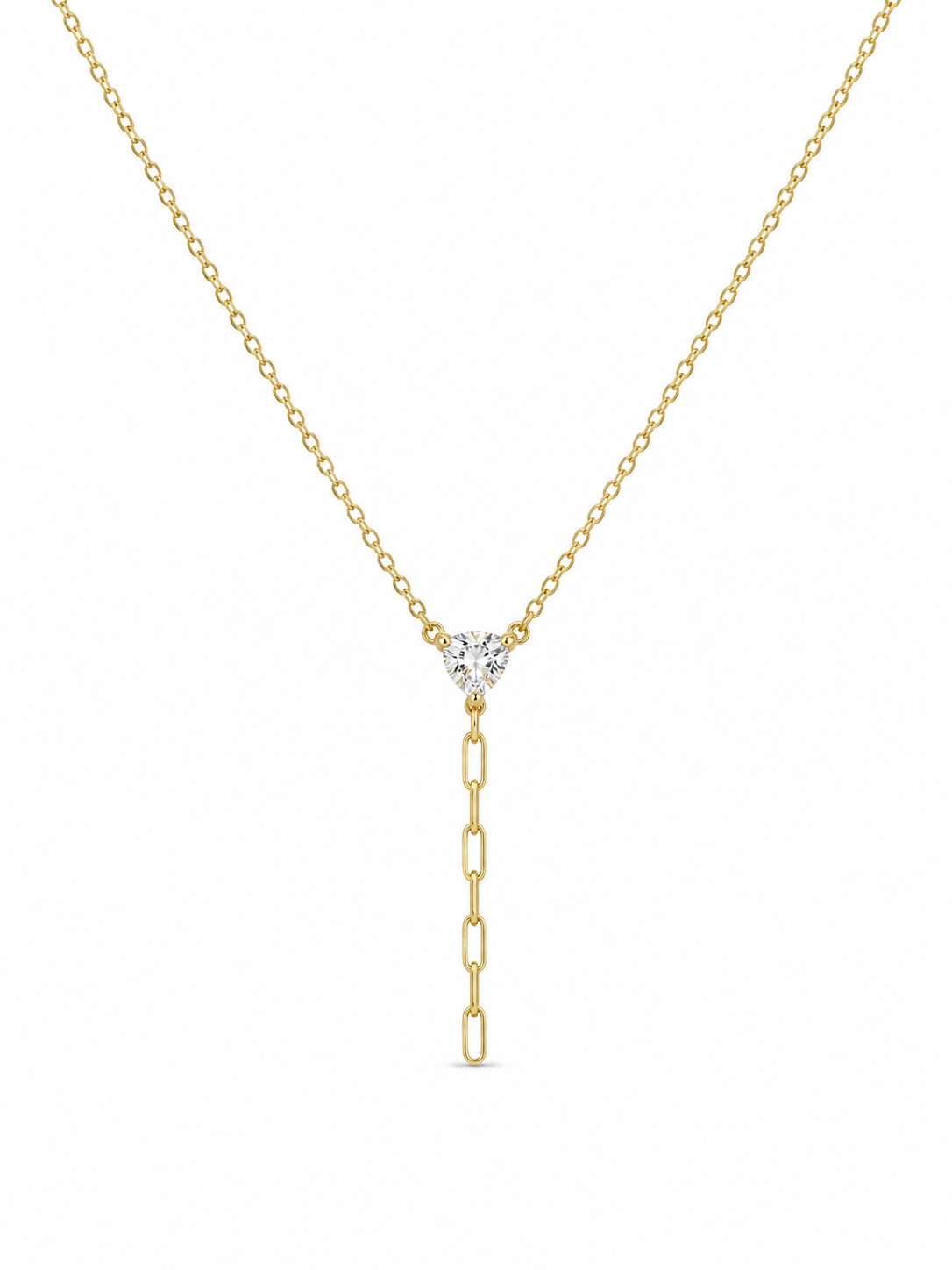 Gold Plated 925 Silver Heart Drop Necklace with Zircon