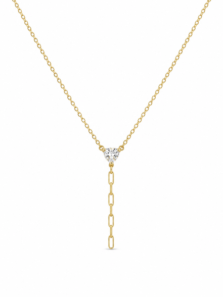 Gold Plated 925 Silver Heart Drop Necklace with Zircon