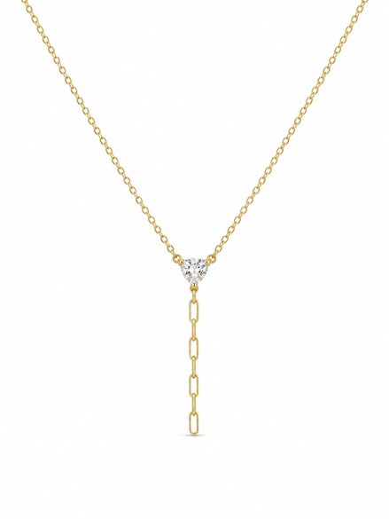 Gold Plated 925 Silver Heart Drop Necklace with Zircon