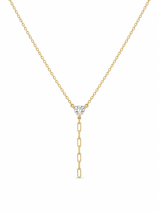Gold Plated 925 Silver Heart Drop Necklace with Zircon